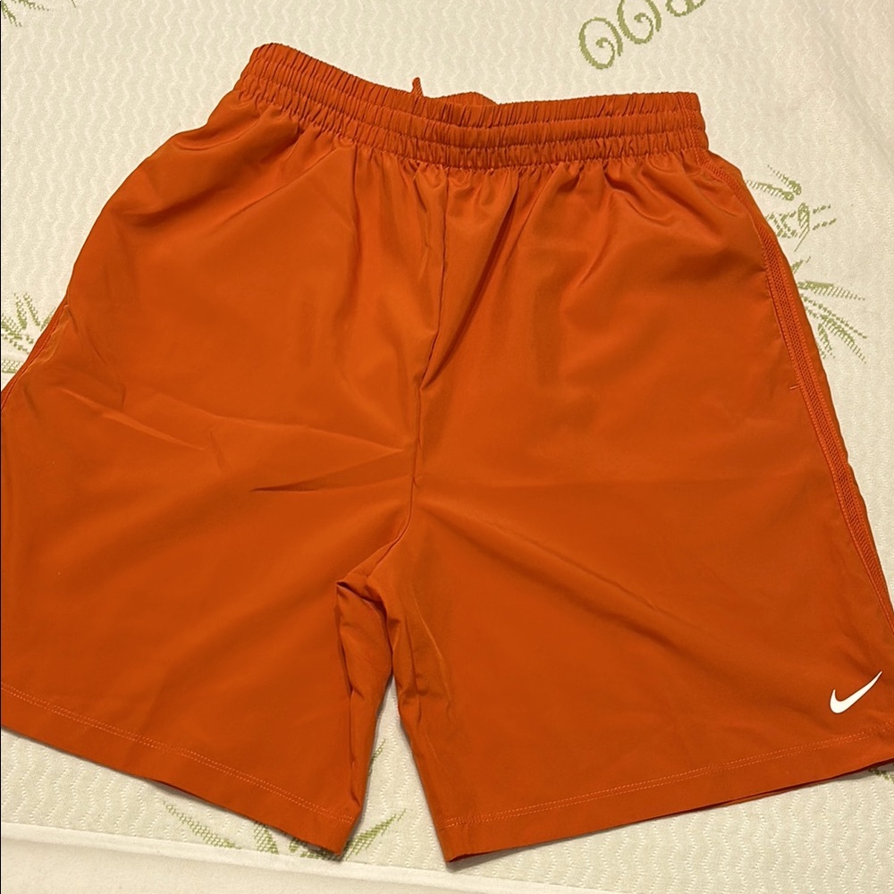 New Nike Boys Orange Athletic Shorts